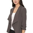 thumbnail image 6 of Women's Elegant Draped Blazer Casual Open Front 3/4 Sleeve Jacket, 6 of 6