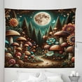 thumbnail image 2 of Ambesonne Aesthetic Tapestry King Size, Trippy Ethnic Mushroom, 104"x88", Dark Teal Purple Orange, 2 of 3