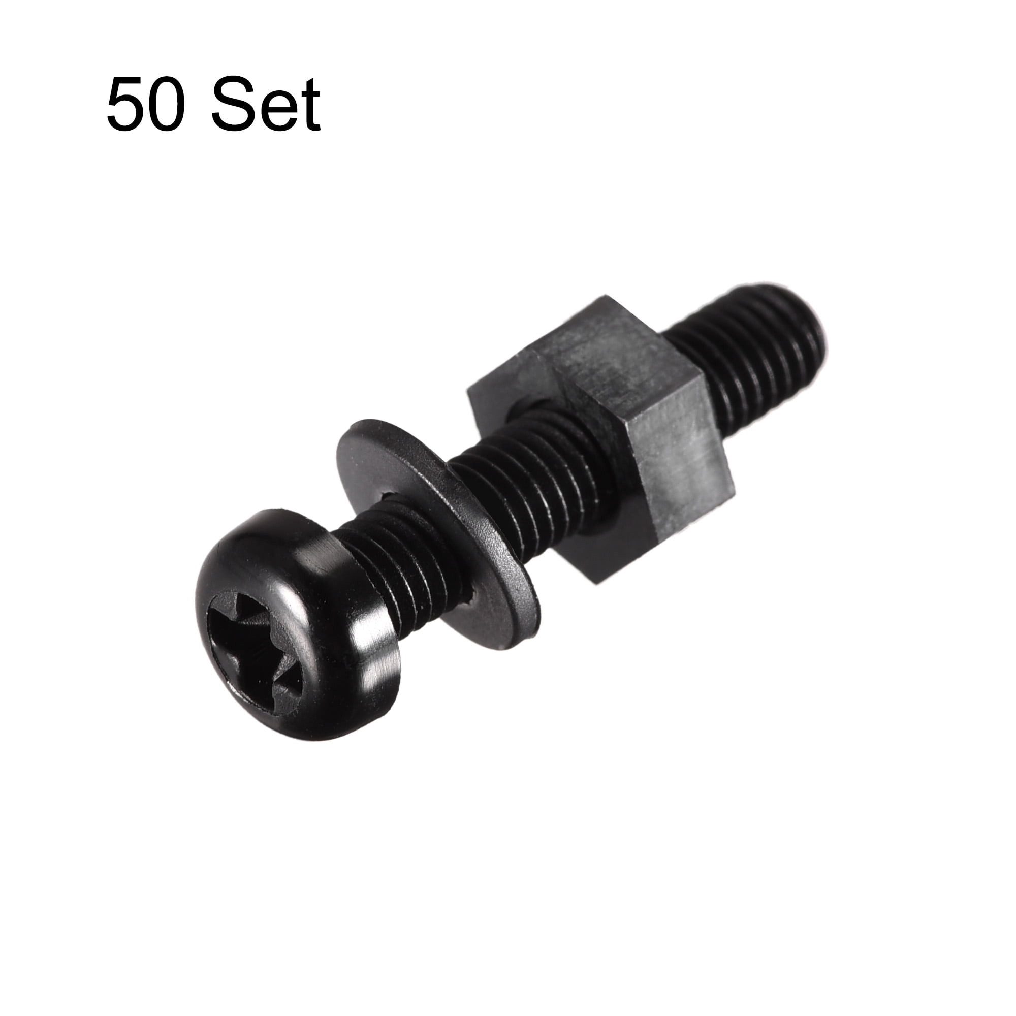 Uxcell M3x25mm Nylon Screw, Nut, Washer Assortment Kit - 20 Sets, Black, Round Head Machine Screws