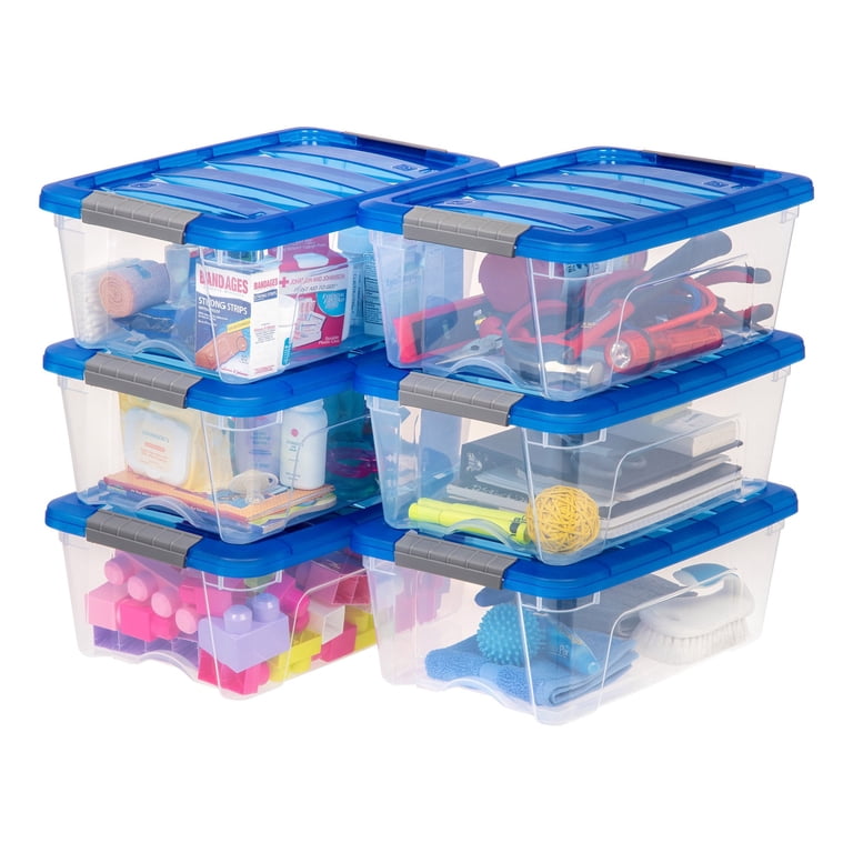 Set of 6 IRIS 12.9 Quart Buckle Up Storage Bins - Walmart.com