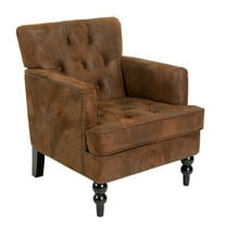 Randi Fabric Tufted Club Chair, Brown