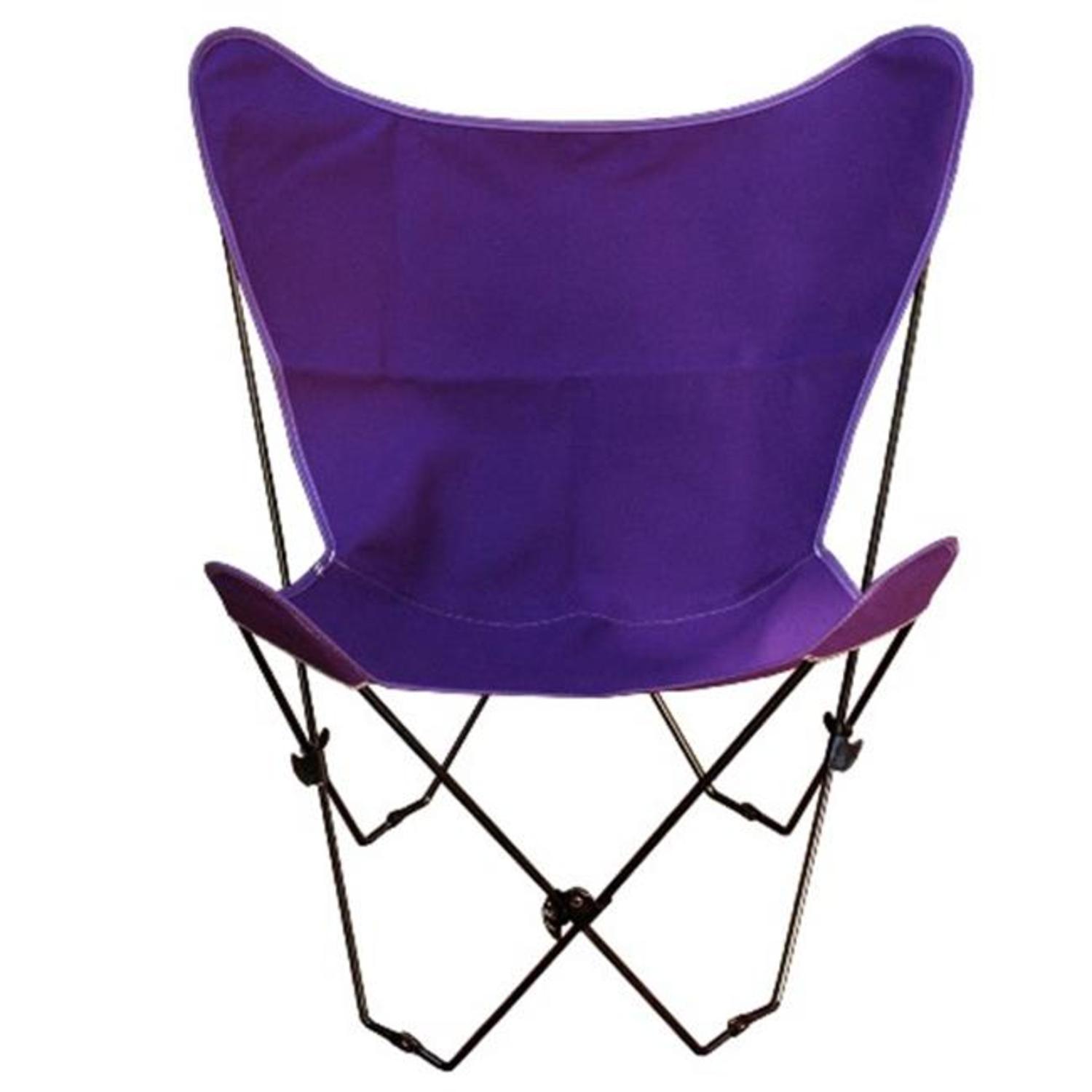 35â€ Retro Style Outdoor Patio Butterfly Chair with Purple Cotton Duck