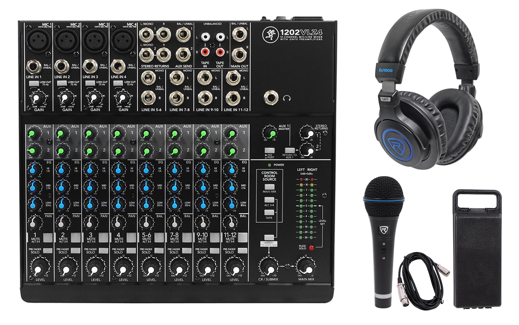 Mackie 1202VLZ4 12-channel Compact Analog Mixer w/4 ONYX Preamps+Headphones+Mic