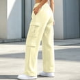 thumbnail image 7 of QATAINLAV Cargo Sweatpants for Women Wide Leg Elastic Waisted Drawstring Track Pants Casual Baggy Lounge Trousers Beige L, 7 of 7