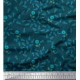 thumbnail image 1 of Soimoi polyester Crepe Fabric Leaves & Blue Flower Floral Decor Fabric Printed Yard 52 Inch Wide, 1 of 3