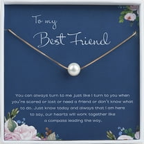 Anavia To My Best Friend Necklace Gift, Best Friend Birthday Gift, BFF Necklace, Pearl Friendship Necklace -[White Pearl   Gold Chain]