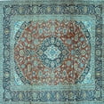 thumbnail image 1 of Ahgly Company Indoor Square Medallion Light Blue Traditional Area Rugs, 4' Square, 1 of 4