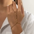thumbnail image 2 of Women's Simple Metal Chain Niche Hollow Geometric Jewelry Finger Chain Bracelets, 2 of 6