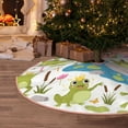 thumbnail image 5 of Daiia Cartoon Frogs Drawing Merry Christmas Tree Skirt , Xmas Large Lace-up Tree Skirt, Santa Snowflakes Rustic Home Decorations New Year Party Farmhouse Decor-36", 5 of 6