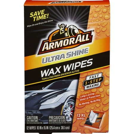 Armor All Ultra Shine Wax Wipes, 12 count, Car Wax (Best Car Wax For Black Cars)