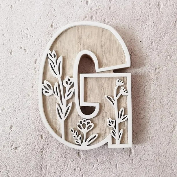 Letras de 5 pulgadas y 26 letras para decoración de paredes. Las flores se pueden pintar sobre madera. Letras para habitaciones infantiles. Letras de madera para manualidades. Letreros con nomb...