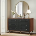 thumbnail image 2 of Finnhomy 6 Drawer Mid Century Modern Bedroom Dressers with Black Drawers, 2 of 6