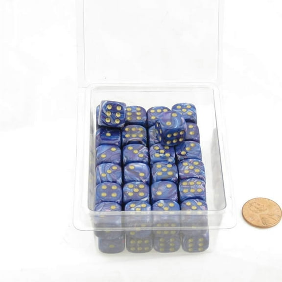 Purple Lustrous Dice with Gold Pips D6 12mm (1/2in) Bulk Pack of 50 Wondertrail