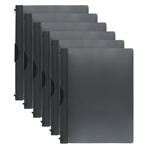 JAM Paper Plastic Report Covers with Slide Lock Clip, 9 x 12, Black with Clear Front, 6 per Pack
