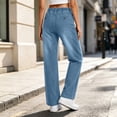 thumbnail image 6 of QQZ Wide Leg Loose Jeans For Women, Drawstring Elastic High Waist Denim Pants, Large Patch Pockets Full‑Length Trendy Jeans For Home Office Travel Daily Casual Wear, 6 of 6