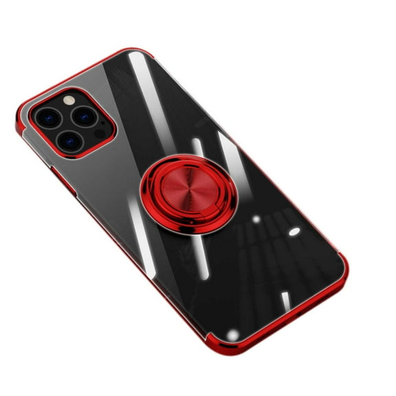 For Apple iPhone 12 Pro Max Luxury Plating Clear TPU Magnetic Stand Shockproof Case Cover