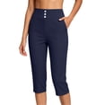 thumbnail image 2 of Women's Plus Size Fitness Yoga Capri Pants, Quick‑Dry Compression Elastic Fabric, Pull On Capris for Women for Workout Casual | TruHer,Navy XL, 2 of 8