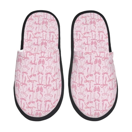 

Tideii Ribbon Bow for Home Indoor Cotton Slippers Autumn and Winter EVA Plush Slippers Household Supplies Unisex-Large