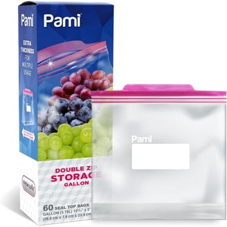 PAMI Food Storage Bag with Slider Zipper, 60 ct, Gallon Leakproof