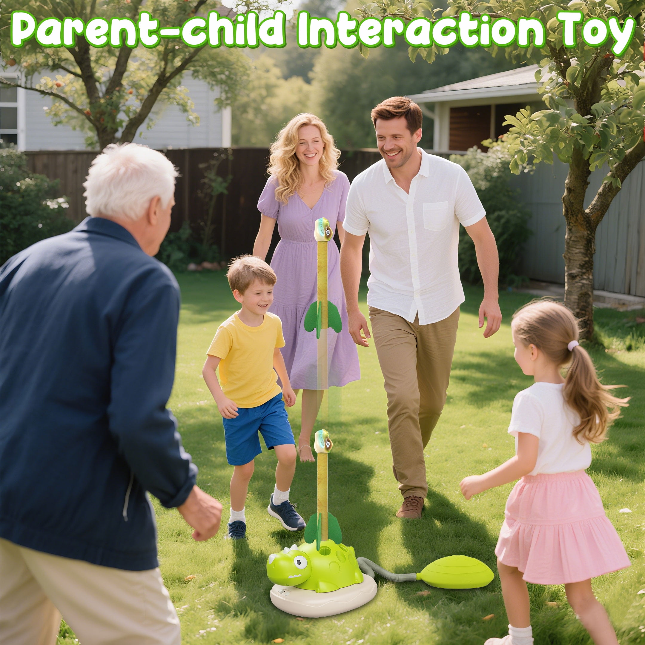 iFLOVE 3 in 1 Outdoor Toys for Kids - Rocket Game / Rope Jump Machine / Ring Toss Game, Garden Sports Toys for Boys Girls Ages 3 and up Birthday Gift