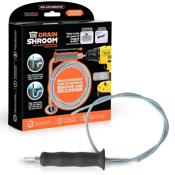 Drain Snake DrainShroom DSSNK070, acero inoxidable, 107 cm, alcance de 1 m