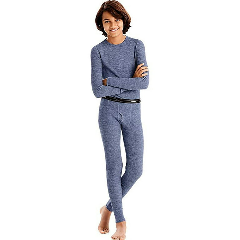 Hanes Boy s X Temp Ultimate Thermal Underwear Preshrunk Sets Solid or Printed 41045 X Large Heather Blue Walmart