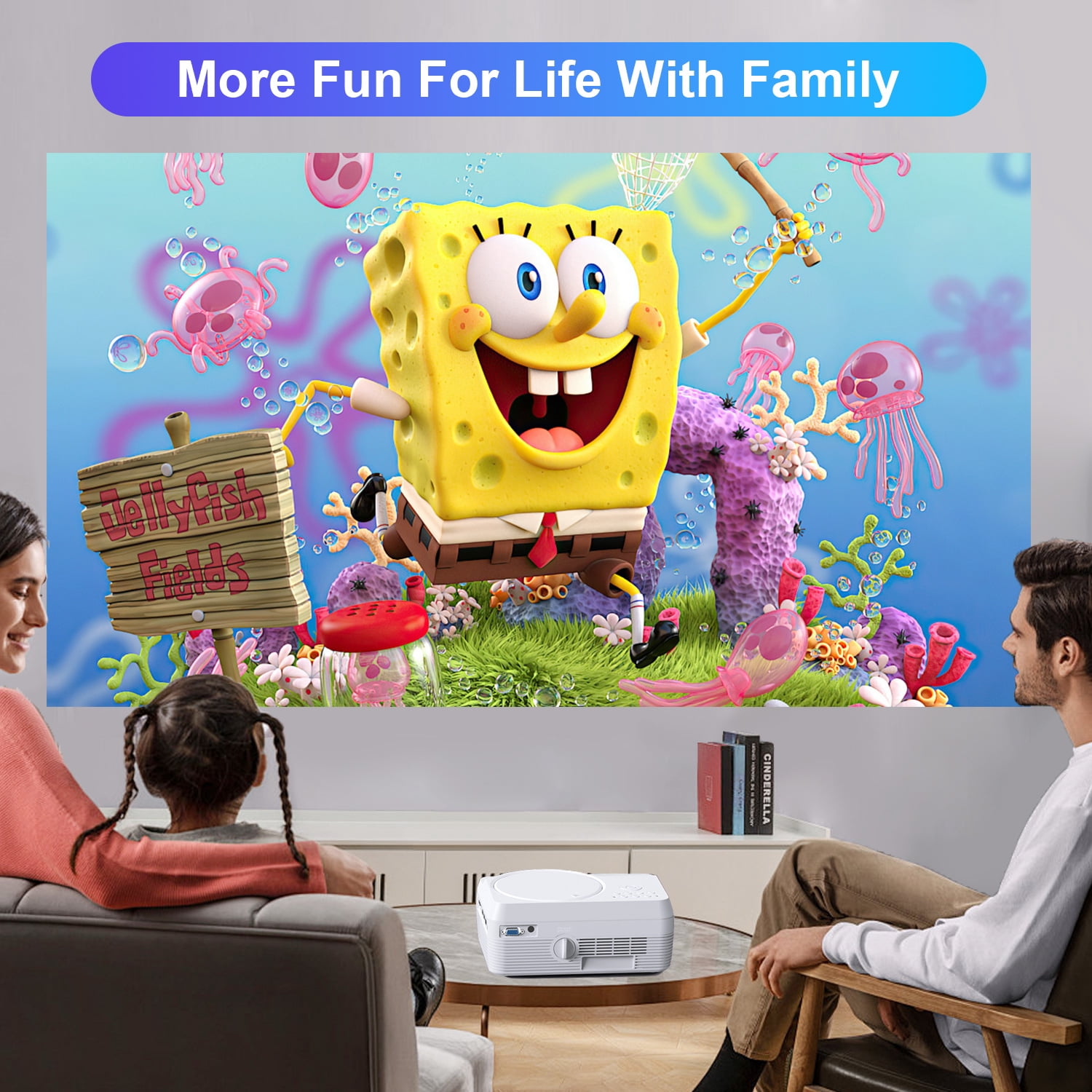 WiFi Bluetooth Video Projector, Full HD 1080P Outdoor Movie Projector, Portable Projector Compatible With HDMI/ USB/ AV/ Smartphone/ TV Stick/ Laptop (Projector Screen and Tripod Included)