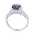 thumbnail image 3 of Halo Cushion Bridal Ring Round Rainbow CZ 925 Sterling Silver Size 7, 3 of 5