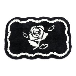 Unique Bargains Boho Ultra Soft Absorbent Shaggy Non Slip Bath Mat Black 32 x 20
