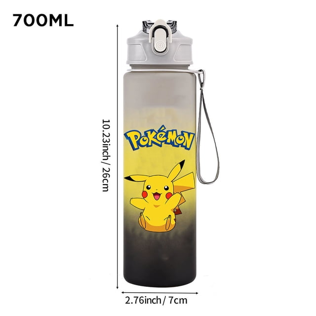 pokemon Gradient Color Water Cup, Simple Rope Lifting Space Student Scale Straw Sports Water Bottle High Aesthetic Value
