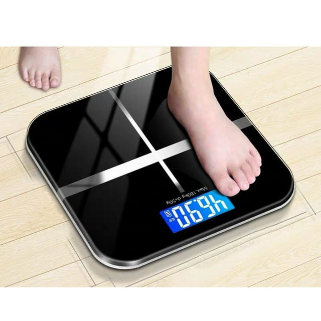 Amdohai Weight Scale Precise Digital Body Weight Bathroom Scale Tempered Glass with Lighted LCD Display Step-On Technology 400 lbs Round Corner Design