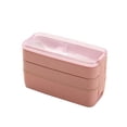 thumbnail image 1 of Greeniant Cajas Bento, vajilla de microondas de 3 capas, contenedor de almuerzo con calefacción con compartimentos, caja de almacenamiento de alimentos Kits de desorden para acampar Rosado Greeniant OD028441-01, 1 of 6
