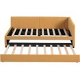 thumbnail image 2 of Twin Size Upholstered Daybed with Trundle Sofa Bed Frame No Box Spring Needed, Linen Fabric, Yellow, 2 of 6
