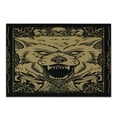 thumbnail image 1 of Wolf Cutting Board, Angry Carnivore Animal Face with Skull Ornamental Curlicues Swirls Lines Frame, Decorative Tempered Glass Cutting and Serving Board, Small Size, Black Pale Caramel, by Ambesonne, 1 of 1