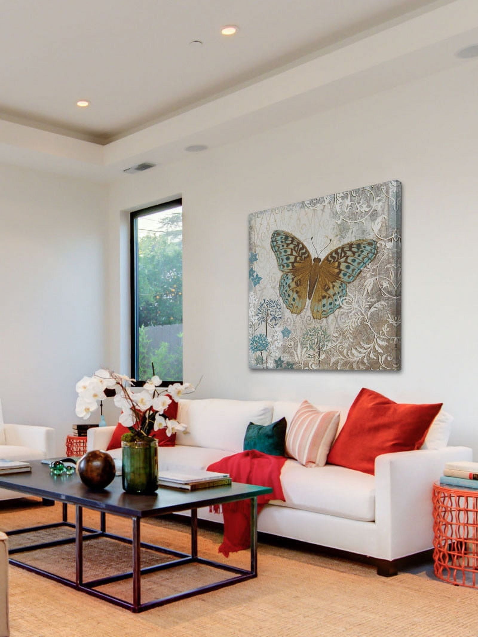 Marmont Hill 'Blue Linen Butterfly' by Alan Hopfensperger Painting Print on Wrapped Canvas