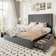 thumbnail image 2 of Allewie Queen Size Storage Bed Frame,Adjustable Headboard, Velvet Upholstered Platform Bed with 4 Oversized Underbed Drawers, Wooden Slats Support, No Box Spring Needed, Grey, 2 of 9