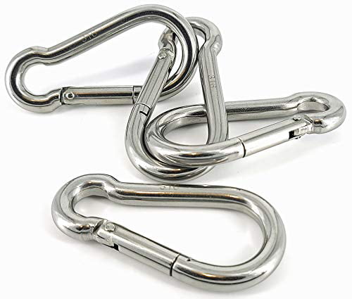 Pack of 4 Carabiner Snap Hook 3inch Weight lifting Support Stainless Steel Ring 