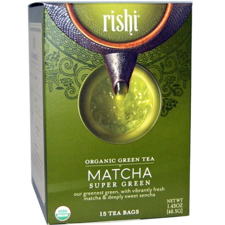 Rishi Tea, Organic Green Tea, Matcha Super Green, 15 Tea Bags 1.43 oz(pack of