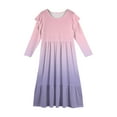 thumbnail image 5 of Abcomgle Girls Long Dresses Size 7-8 Casual A-Line Ruffle Long Sleeve Maxi Dress Gradient Crew Neck Sundresses Flowy Tiered Dresses with Pockets,Pink, 5 of 5