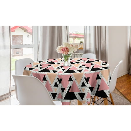 

Geometric Round Tablecloth Modern Composition with Different Colored Triangles Doodle Shapes Circle Table Cloth Cover for Dining Room Kitchen Decor 60 Peach Coral Black by Ambesonne