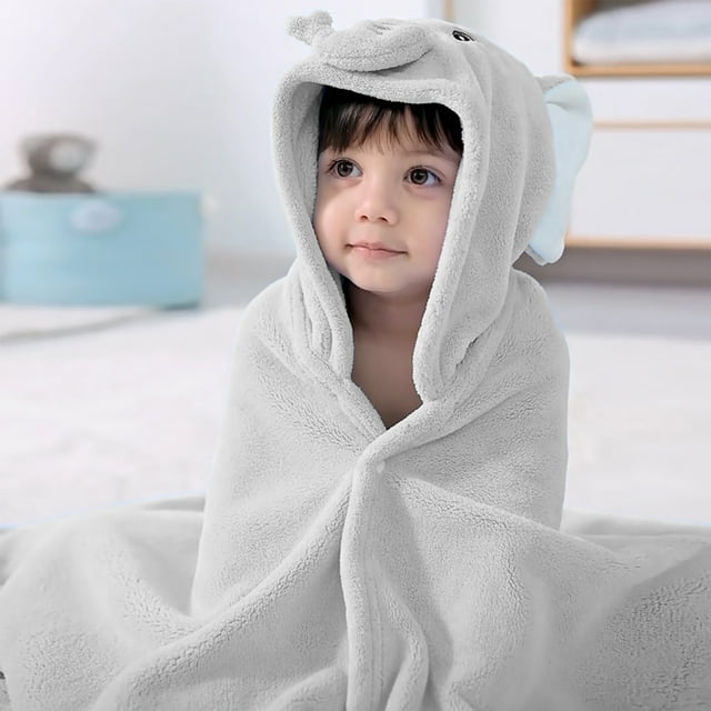 RKSTN bath towels Facecloth Fleece Hooded Soft Children's Hooded Cape, Baby Coral Velvet Children's Bath Towel, Elephants Hooded Bath Towel, Baby Bathrobe