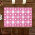 thumbnail image 2 of Valentine''s Day Placemats Set of 4, Love Heart Placemat for Dining Table Decorations, Cotton Linen Pink Buffalo Plaid Check Place Mats, Valentines Table Mats for Kitchen Dinner Holiday Party Decor, 2 of 6