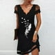 thumbnail image 2 of Moda mujer Sexy Casual Wave-Cuello estampado vestido ahuecado manga Mini vestido Fridja  qw4801, 2 of 8