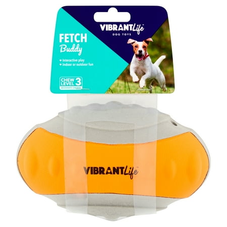 Vibrant Life Fetch Buddy Interactive Football Dog Fetch Toy, Color May Vary, Chew Level 3