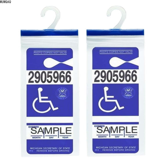 MUMQAQ 2Pack Handicap Parking Placard Holder - Disabled Parking Permit Holder Hanger Sleeve with Larger Hook