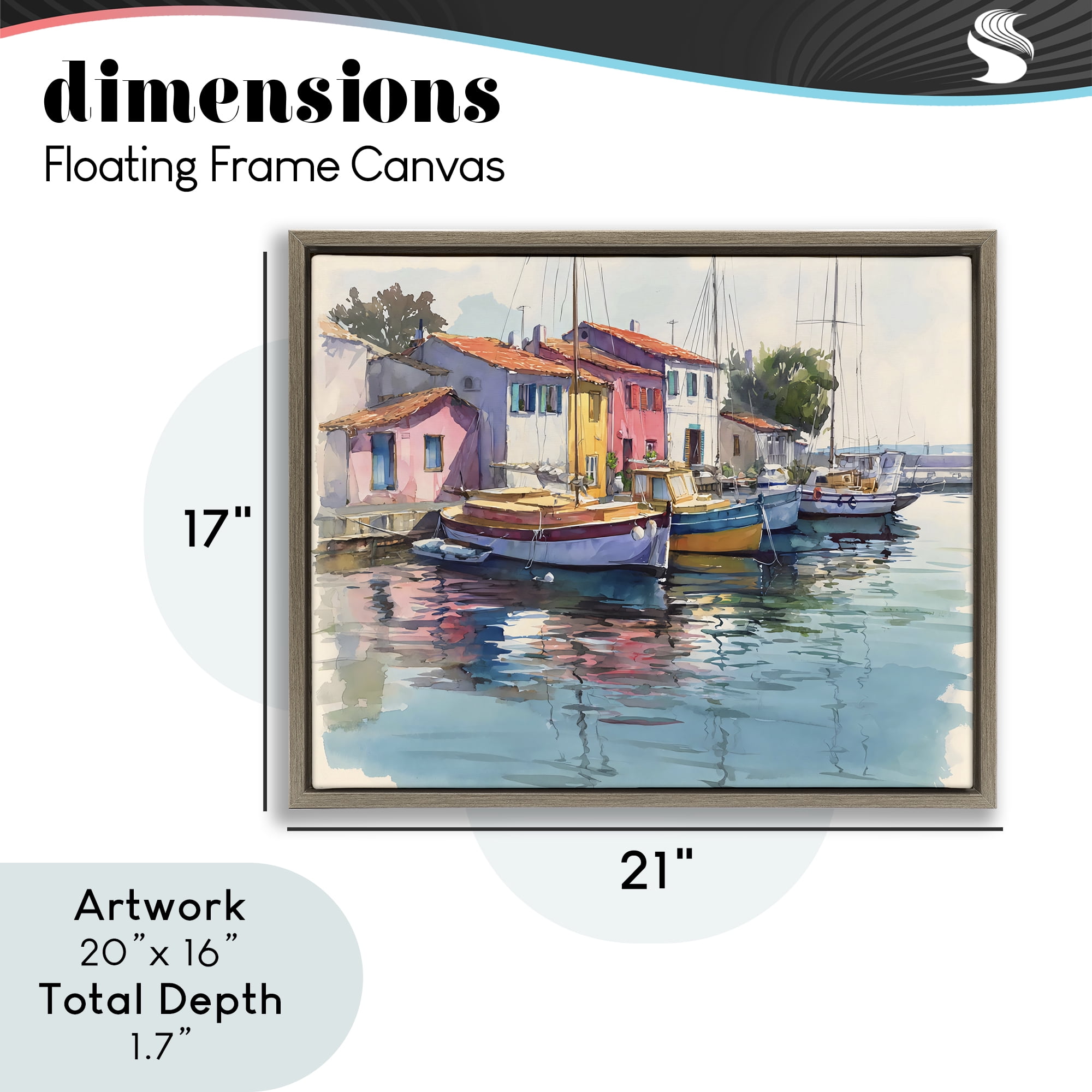 Stupell Industries Colorful Docks Harbor Brown Framed Floater Canvas Wall Art, design by Franklyn Gregory