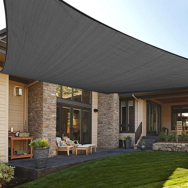 Love Story 6.5'X 10' Rectángulo Gris Oscuro Parasol Vela Toldo Bloque Uv Vela Sombra Para Patio Exterior Jardín Patio Trasero