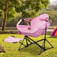 thumbnail image 6 of Ainfox Foldable Portable Rocking Camping Chairs with Footrest,Cup Holder,Pillow,Pink(Set of 2), 6 of 7