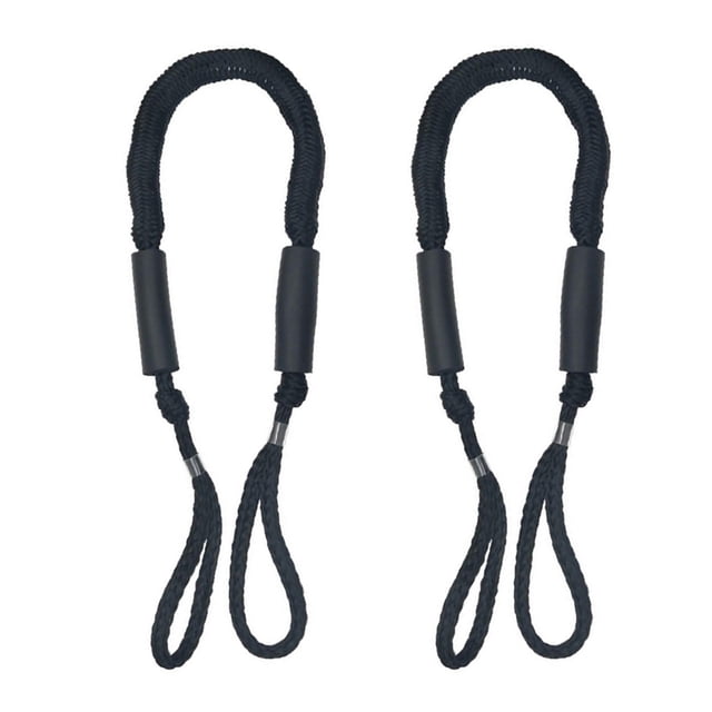 Labymos 2Pcs 3.5-5.5ft Bungee Dock Line Mooring Stretch Rope Quick Docking for Boat (Black)