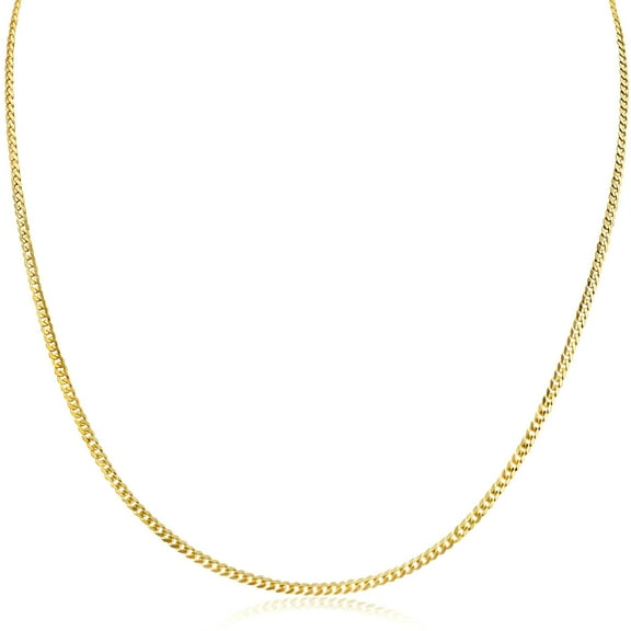 Womens 2MM Real 14K Gold Cuban Necklace Chain